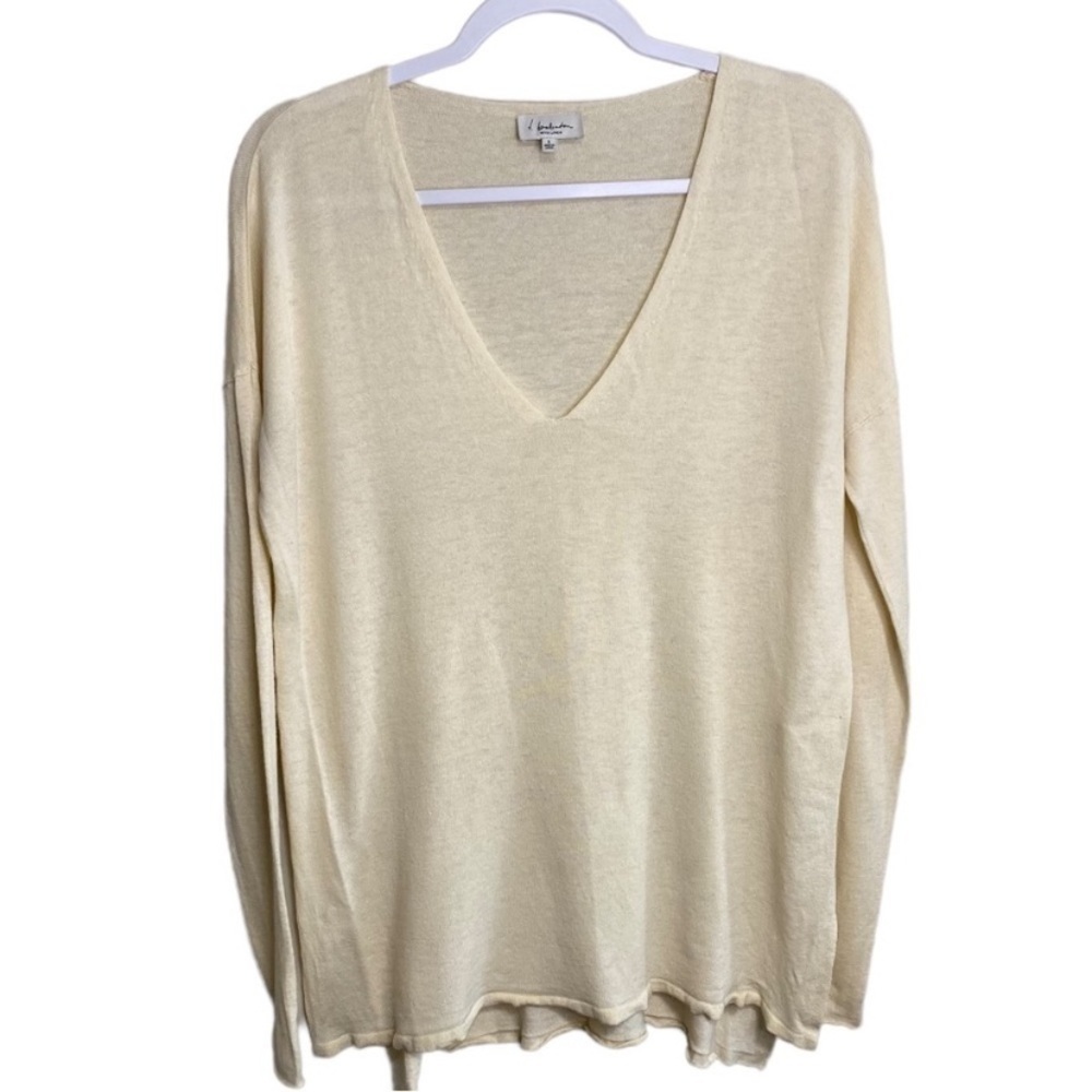 BABATON Erin Cream Wool/Linen  V-Neck Sweater - S - China